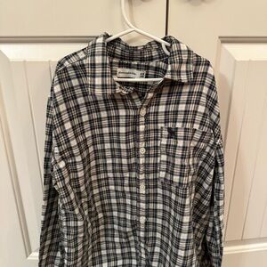 Abercrombie Kids Hunter Green and White Plaid Shirt